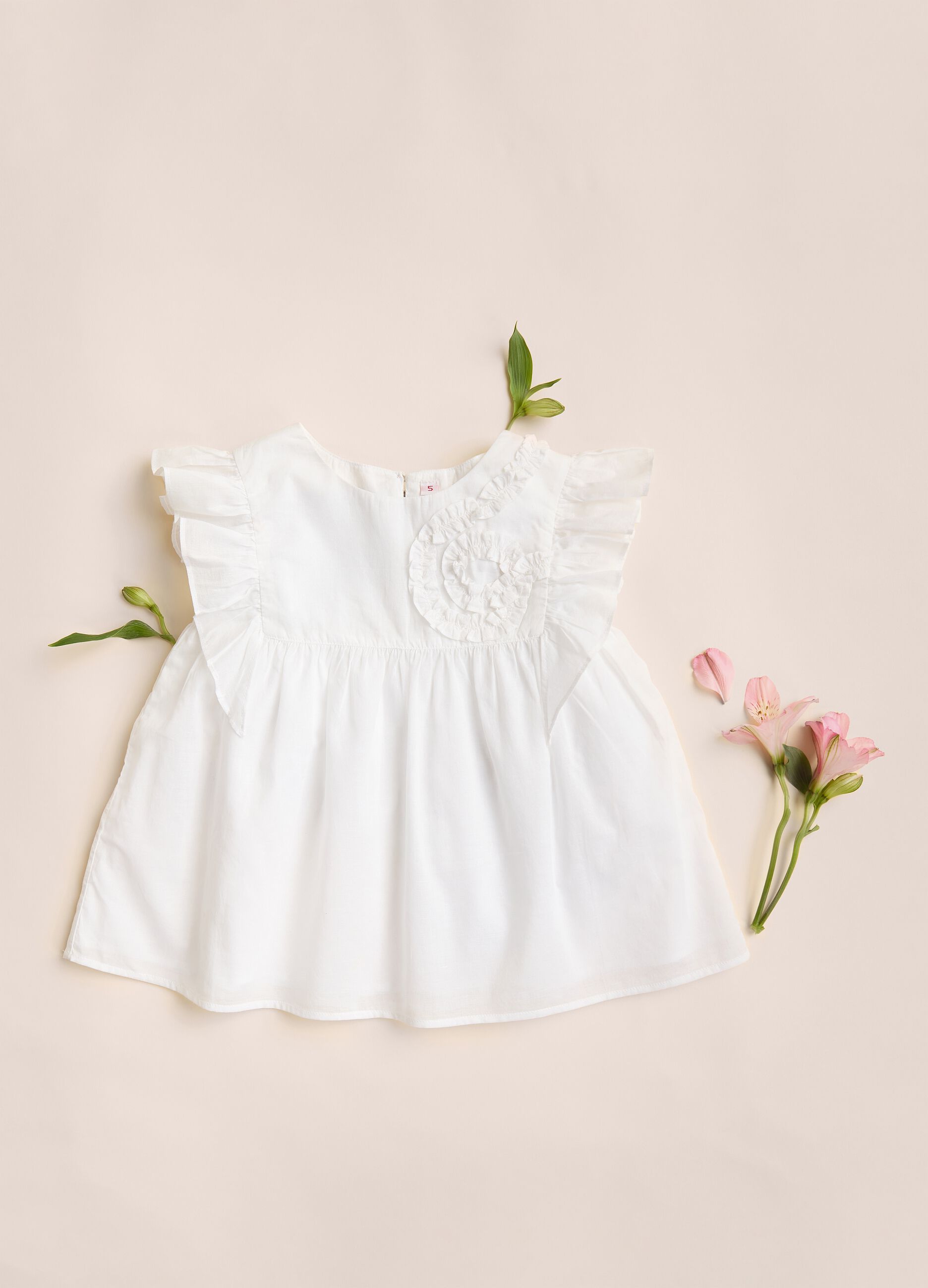 IANA 100% cotton shirt with tulle frills and ruffles