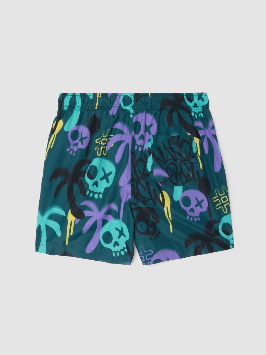 Blue patterned boys&rsquo; swim shorts_1