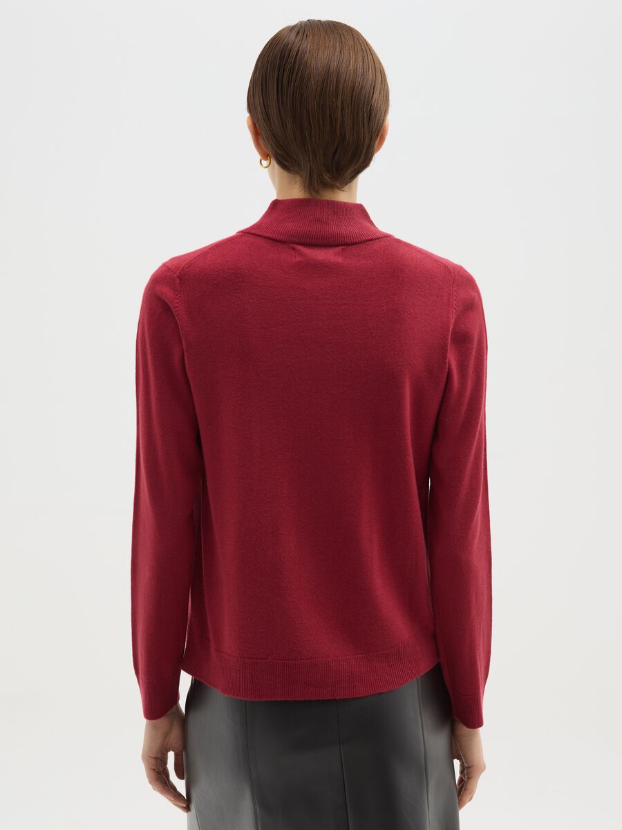 Red regular fit turtleneck jumper_2
