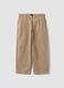 Beige pure cotton barrel-fit chino trousers_0