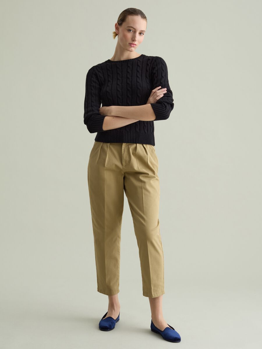 Ribbed pullover with cable-knit design_1