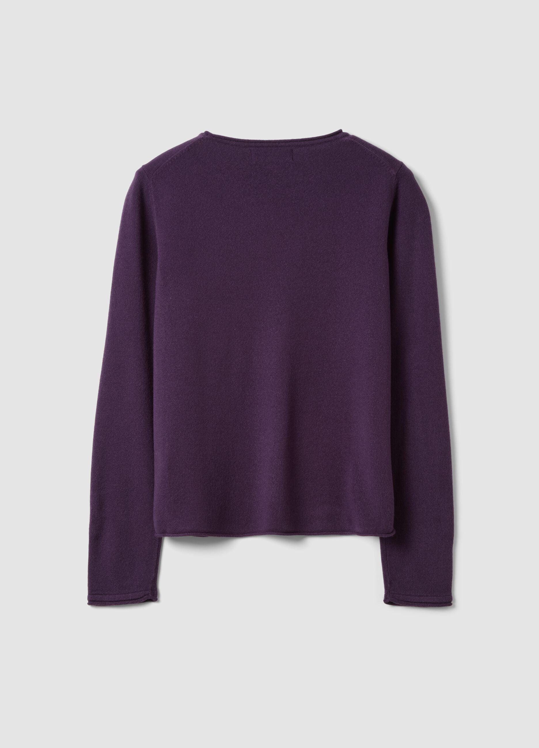 Dark purple fitted crew-neck long-sleeve top