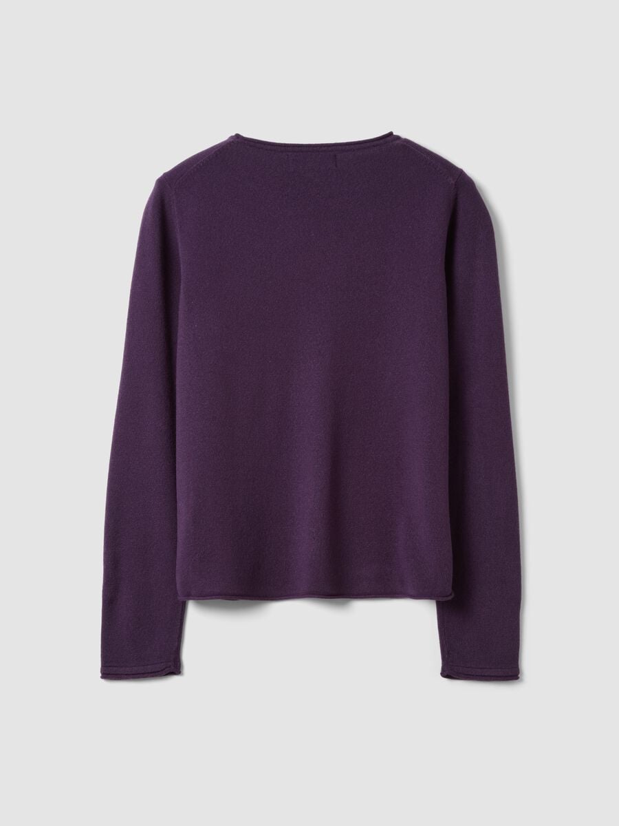 Maglia viola scuro girocollo fitted a maniche lunghe_6
