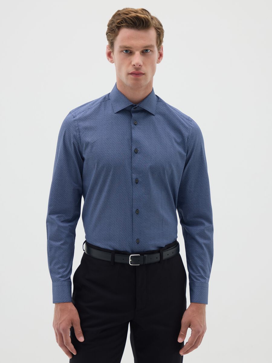 Men's Blue Slim Fit Cotton Shirt_0