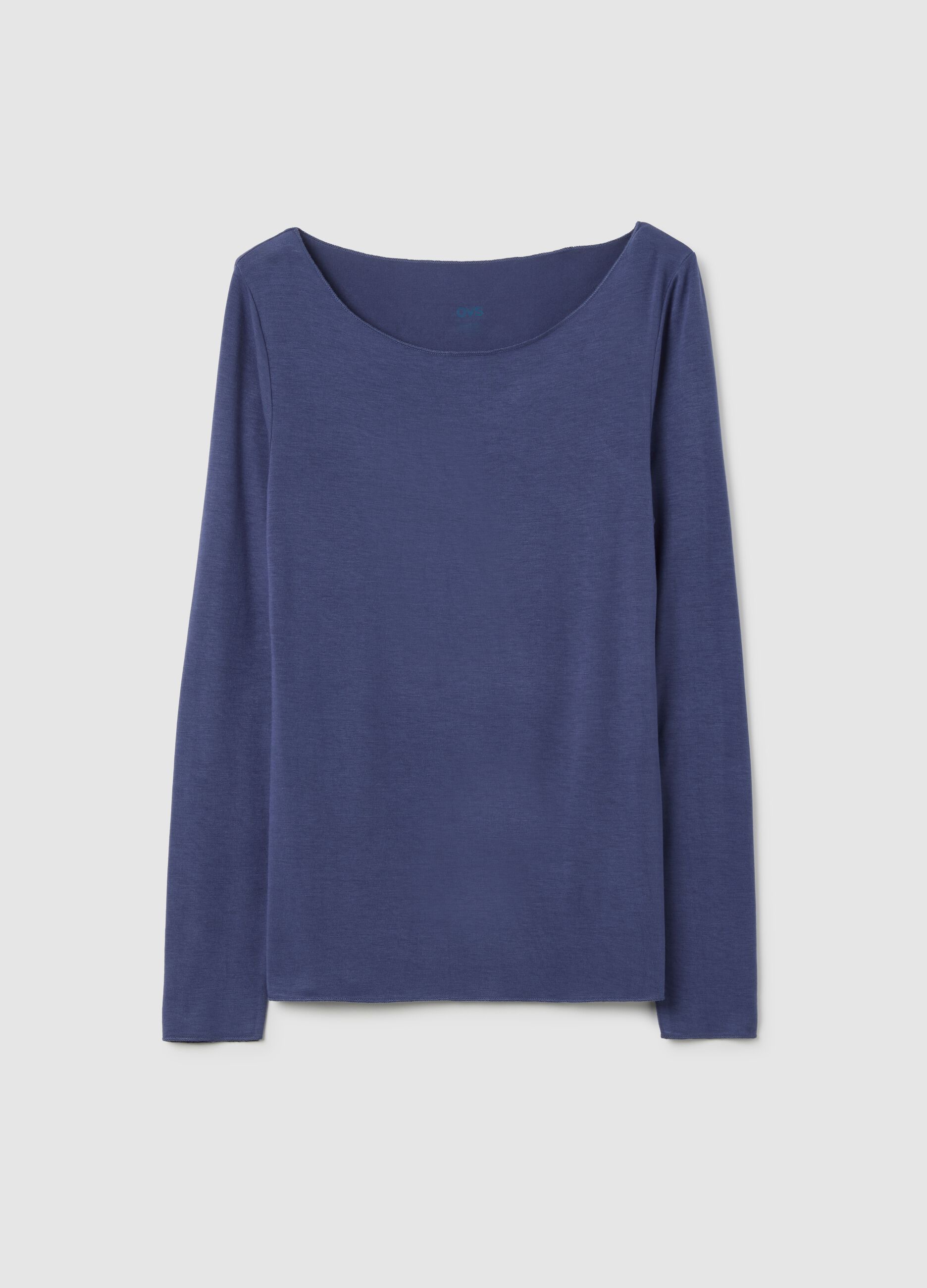 Long Sleeve Stretch Blue Top