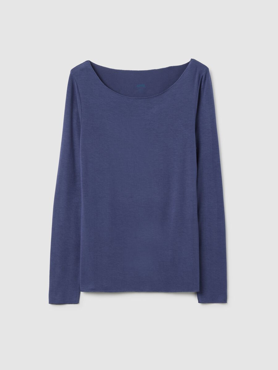 Long Sleeve Stretch Blue Top_0