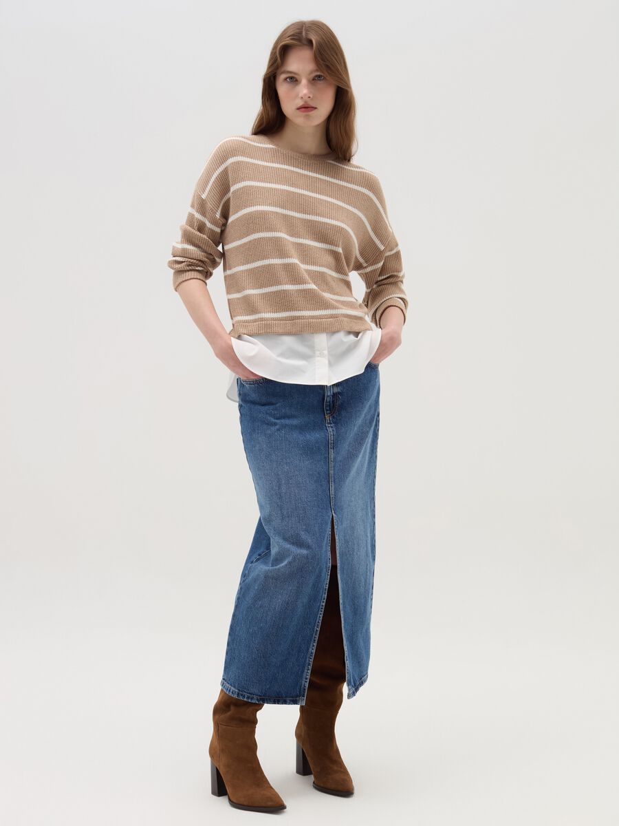 Long-sleeved T-shirt with micro waffle weave_1