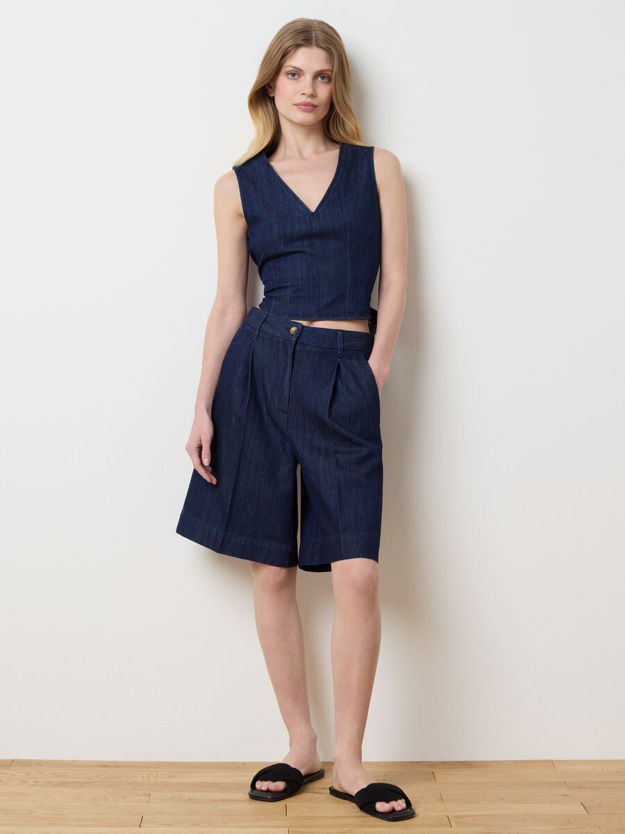Top da donna in puro cotone denim_2