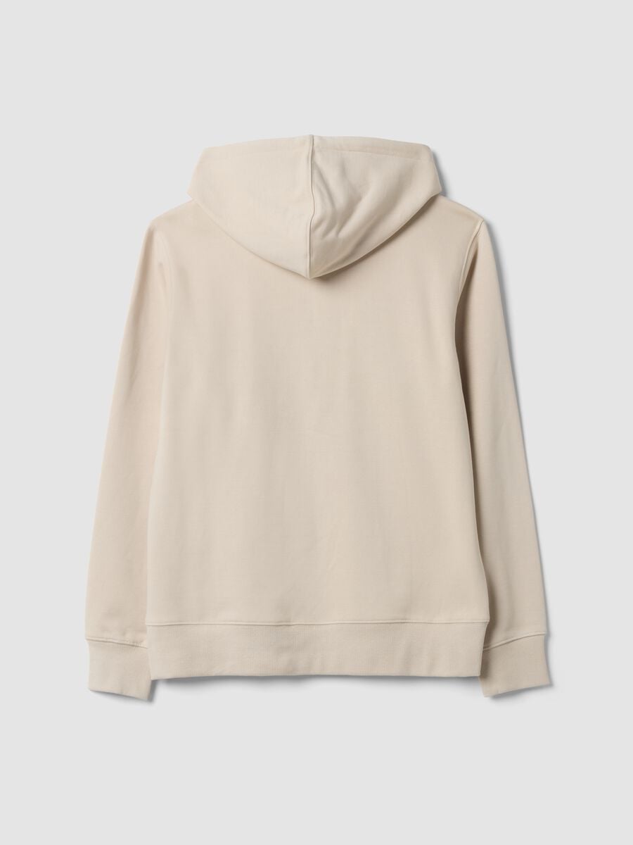 Beige full-zip cotton-blend hoodie, regular fit_6