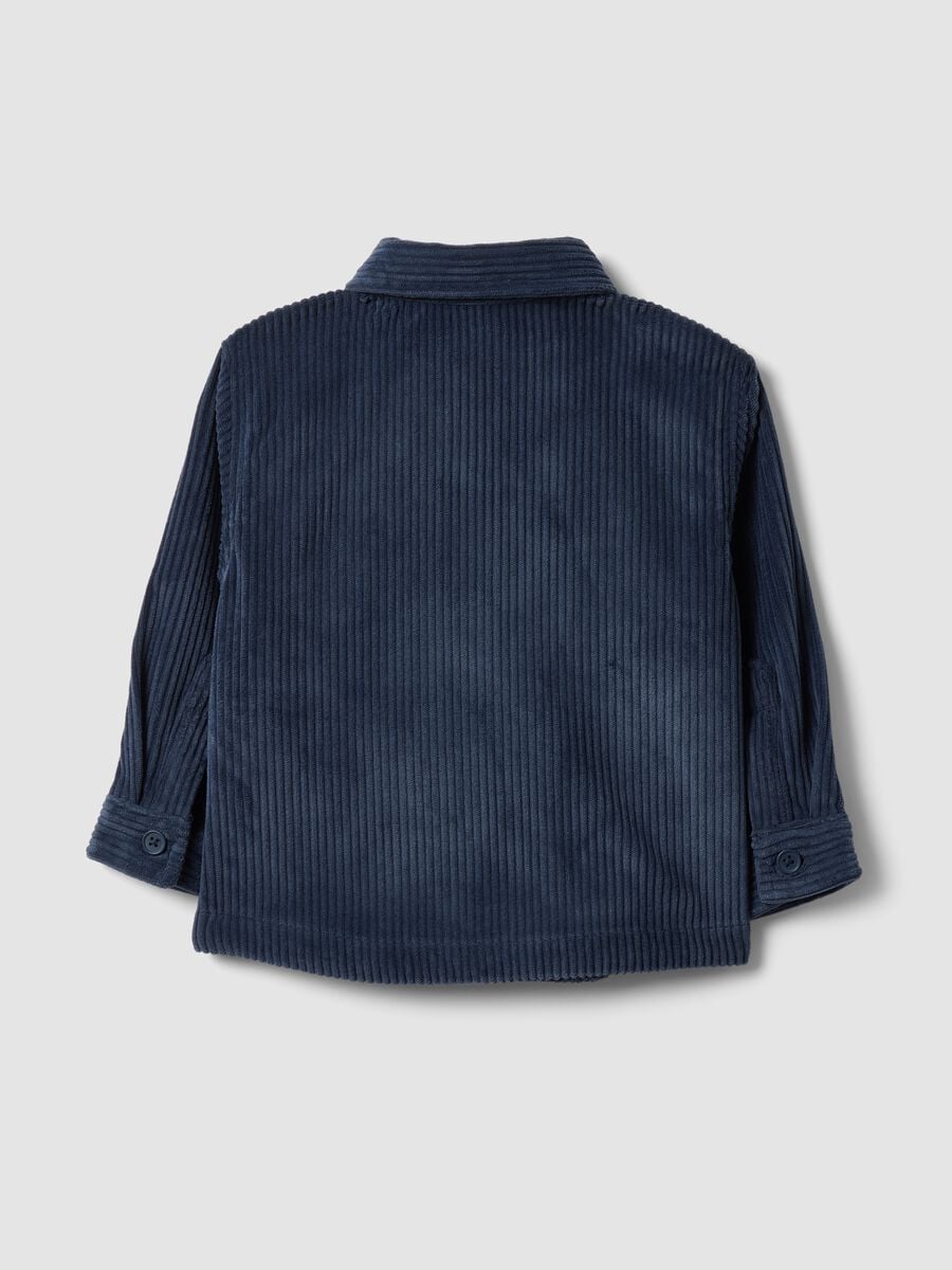 Shacket blu a coste con bottoni e collo classico_1