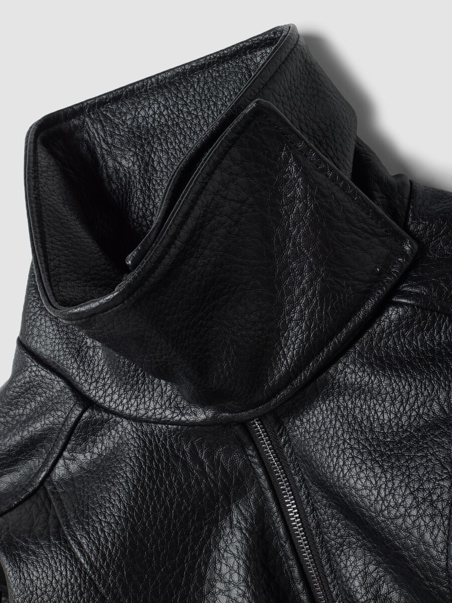 Oversized Faux Leather Jacket Black_8