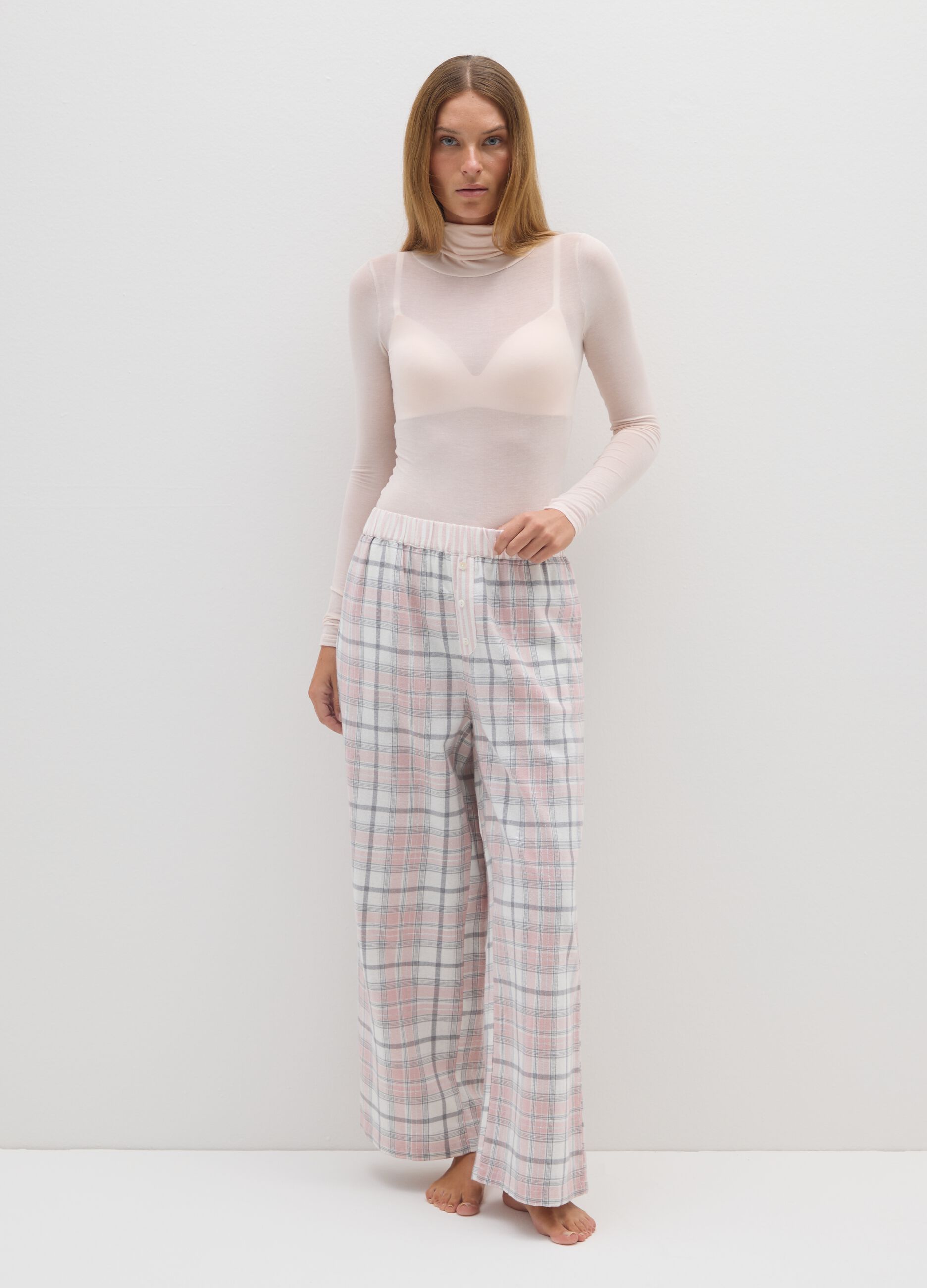 Pantaloni pigiama in misto cotone multicolor regular fit