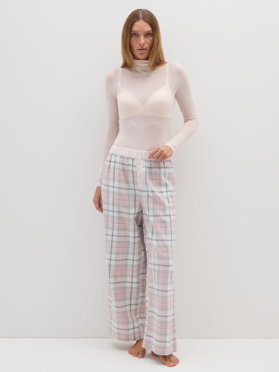 Pantaloni pigiama in misto cotone multicolor regular fit_0