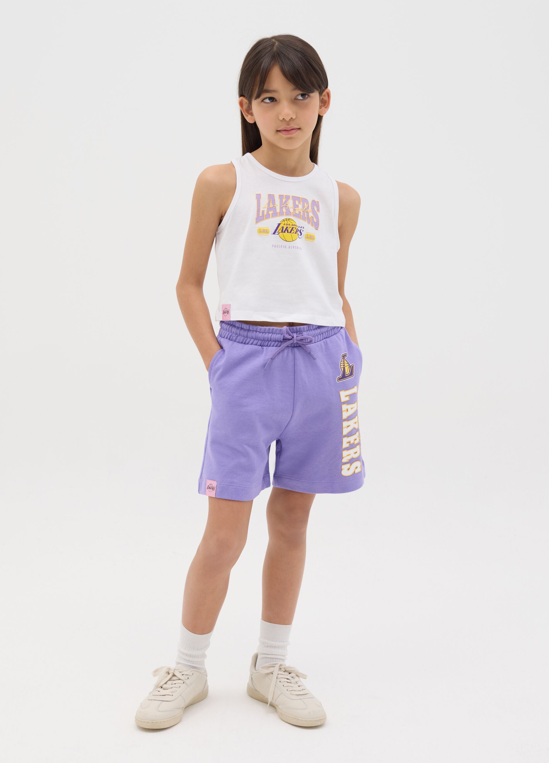 Purple NBA Los Angeles Lakers Bermuda joggers with drawstring