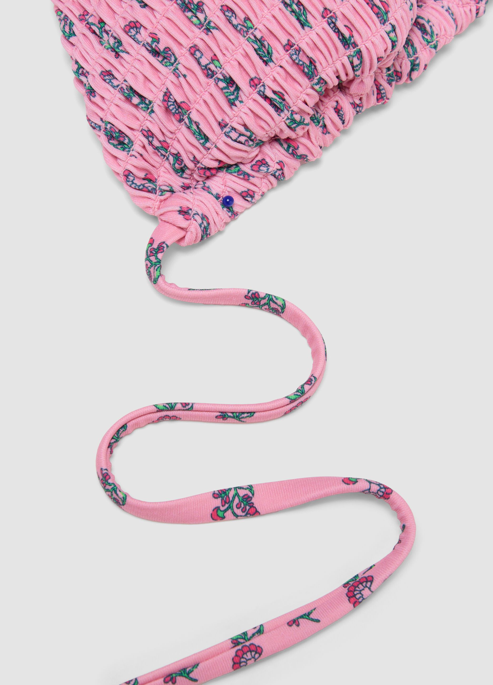 Top bikini triangolo rosa in tessuto elasticizzato