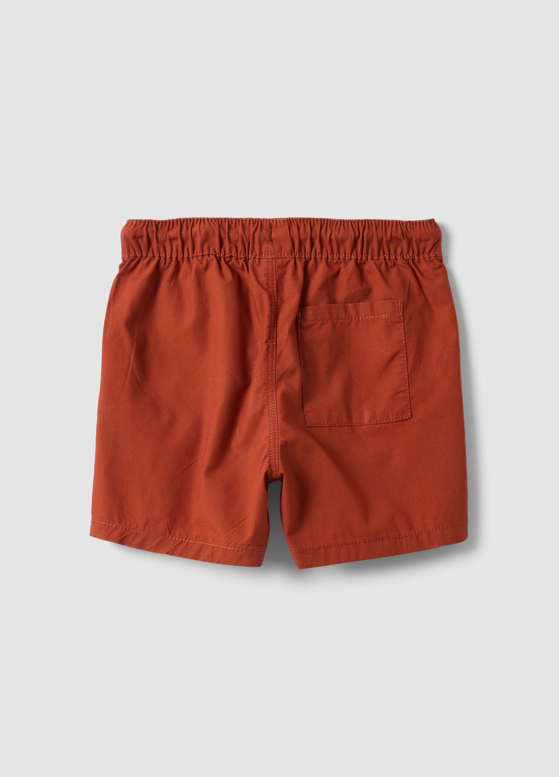 Orange pure cotton boys&rsquo; shorts, regular fit, with drawstring