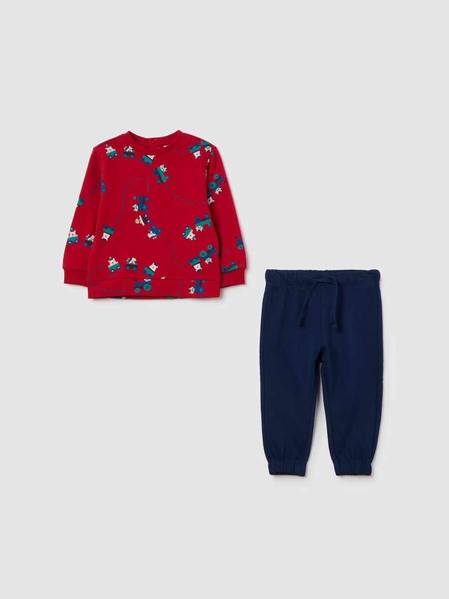 Multicolour sweatshirt and trousers set for boys in pure cotton regular fit_0