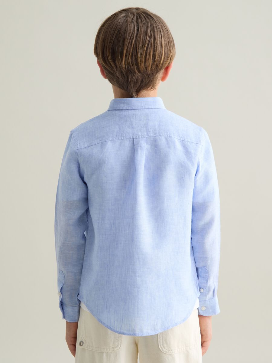 Boys' light blue pure linen regular fit shirt_2