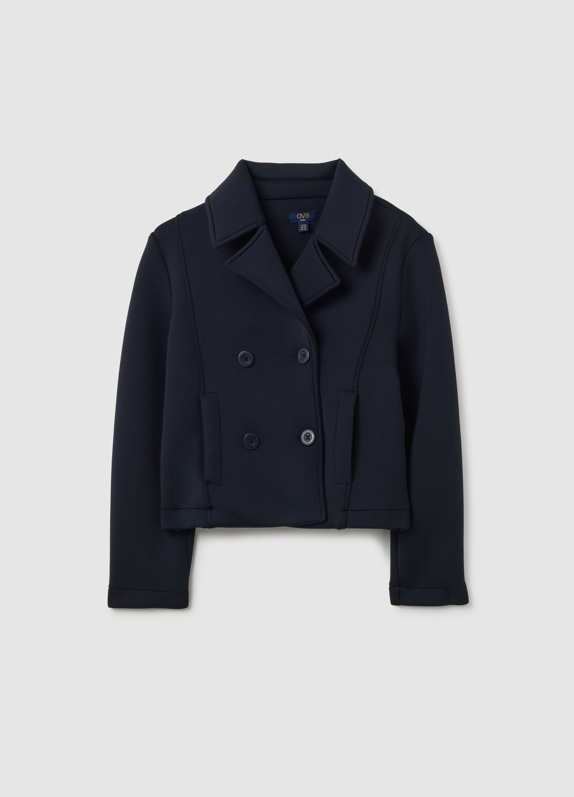 Girls' jacket in blue stretch fabric