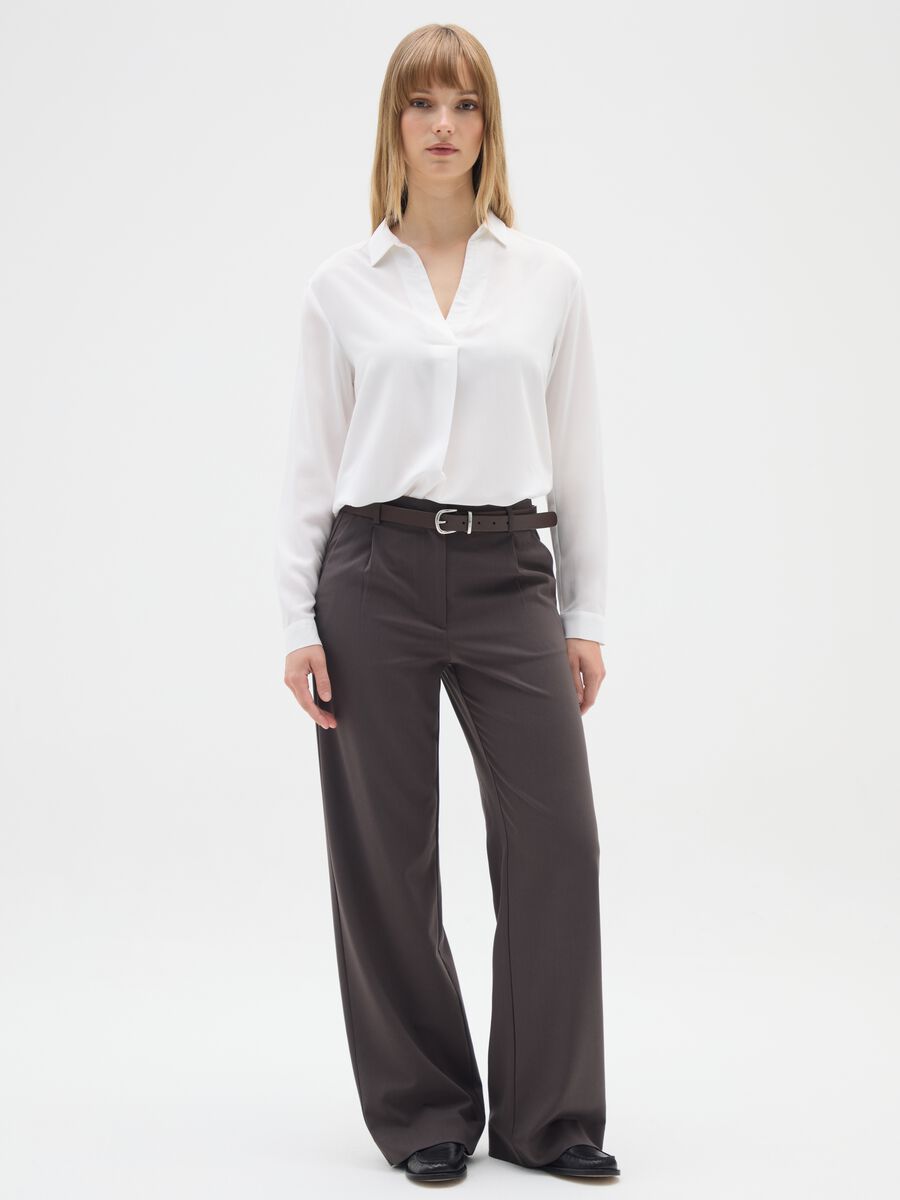 White blouse in pure viscose with long sleeves_1