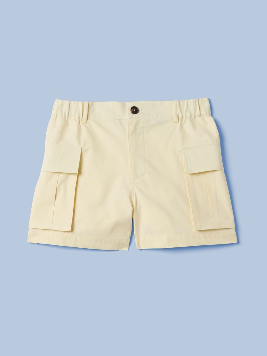 ALTAVIA SAILING yellow pure cotton cargo shorts with elasticated waistband_4