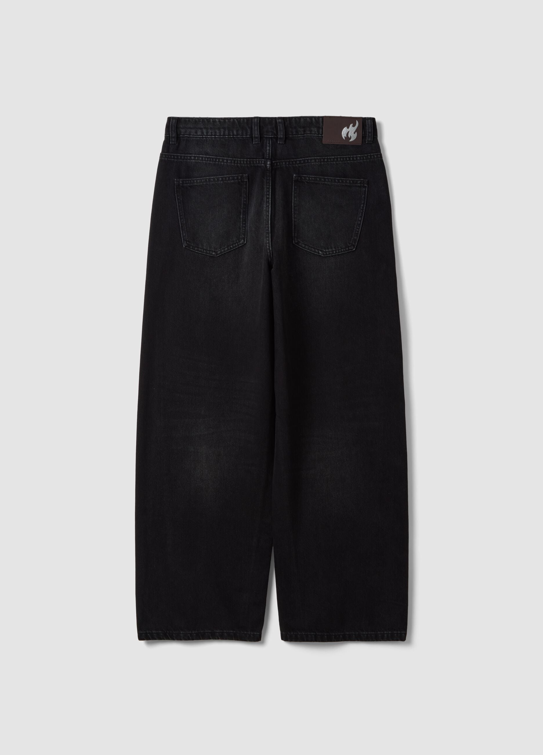 Black denim barrel jeans in pure cotton