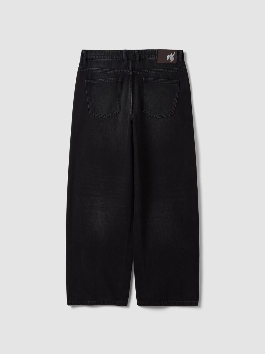 Jeans denim neri barrel in puro cotone_2