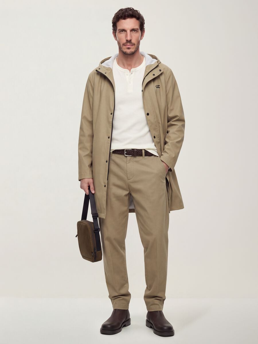 Impermeabile beige regular fit con zip_1