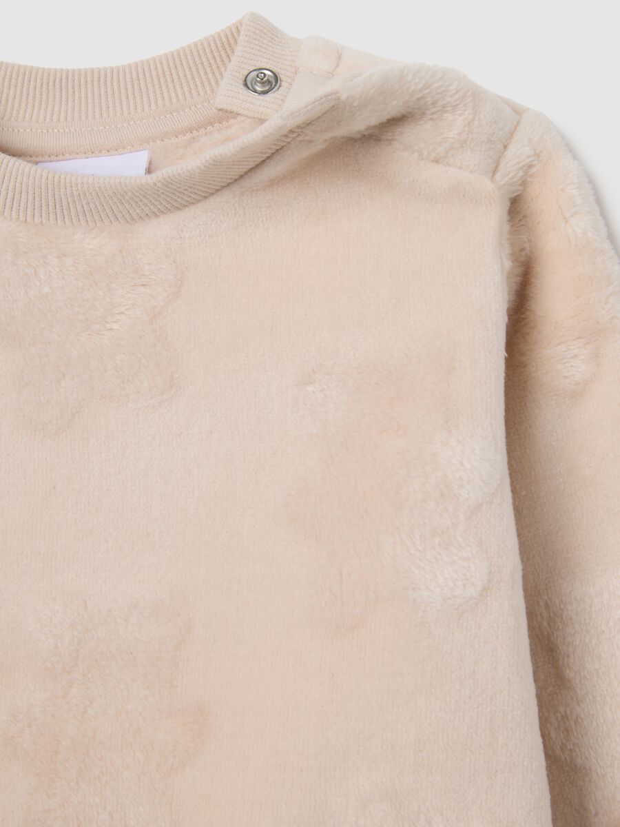 Beige regular fit toddler sweatshirt with round neck_3