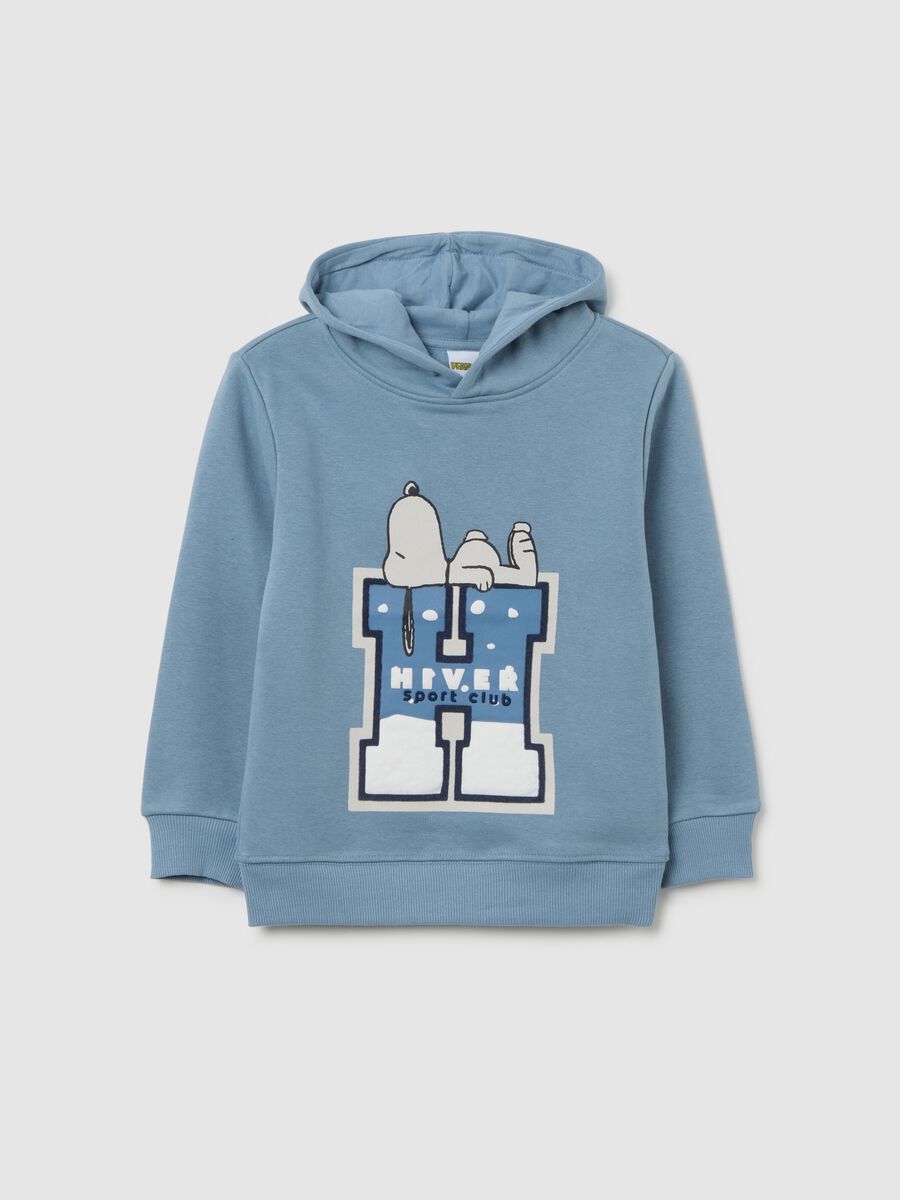 Regular Fit Blue Cotton Blend Kids' Sweatshirt with Snoopy Print_0