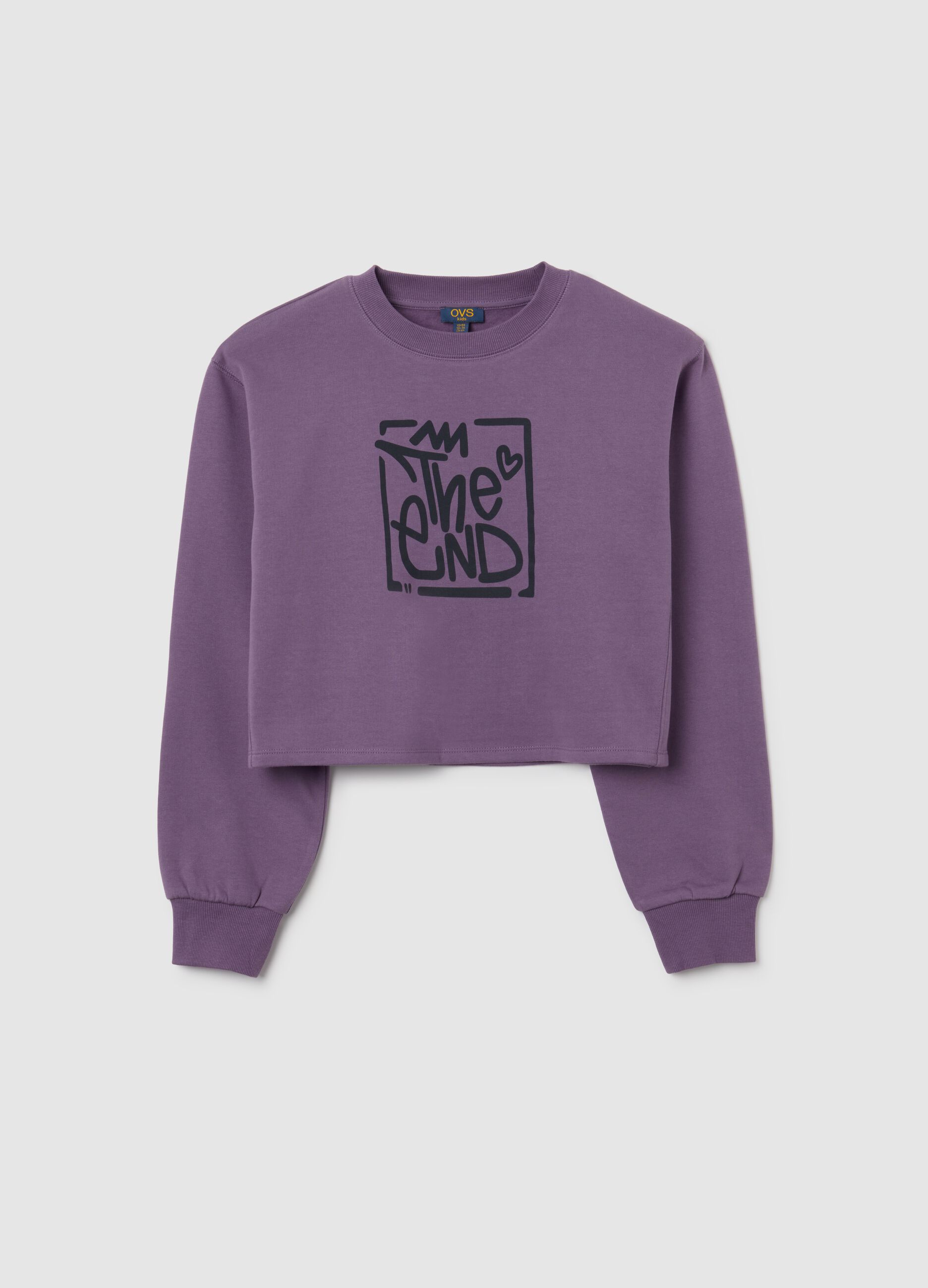 Felpa da ragazza in puro cotone viola regular fit