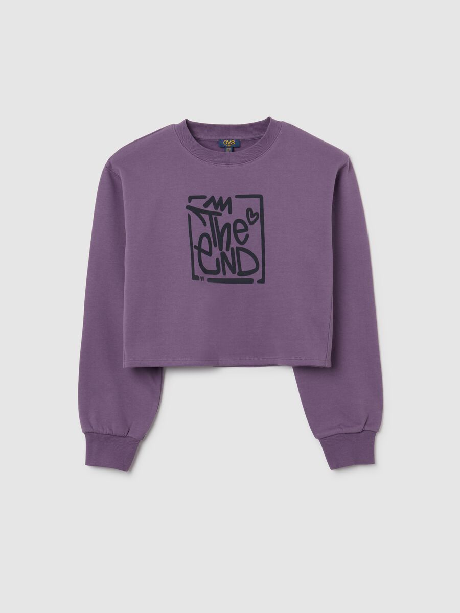 Felpa da ragazza in puro cotone viola regular fit_0