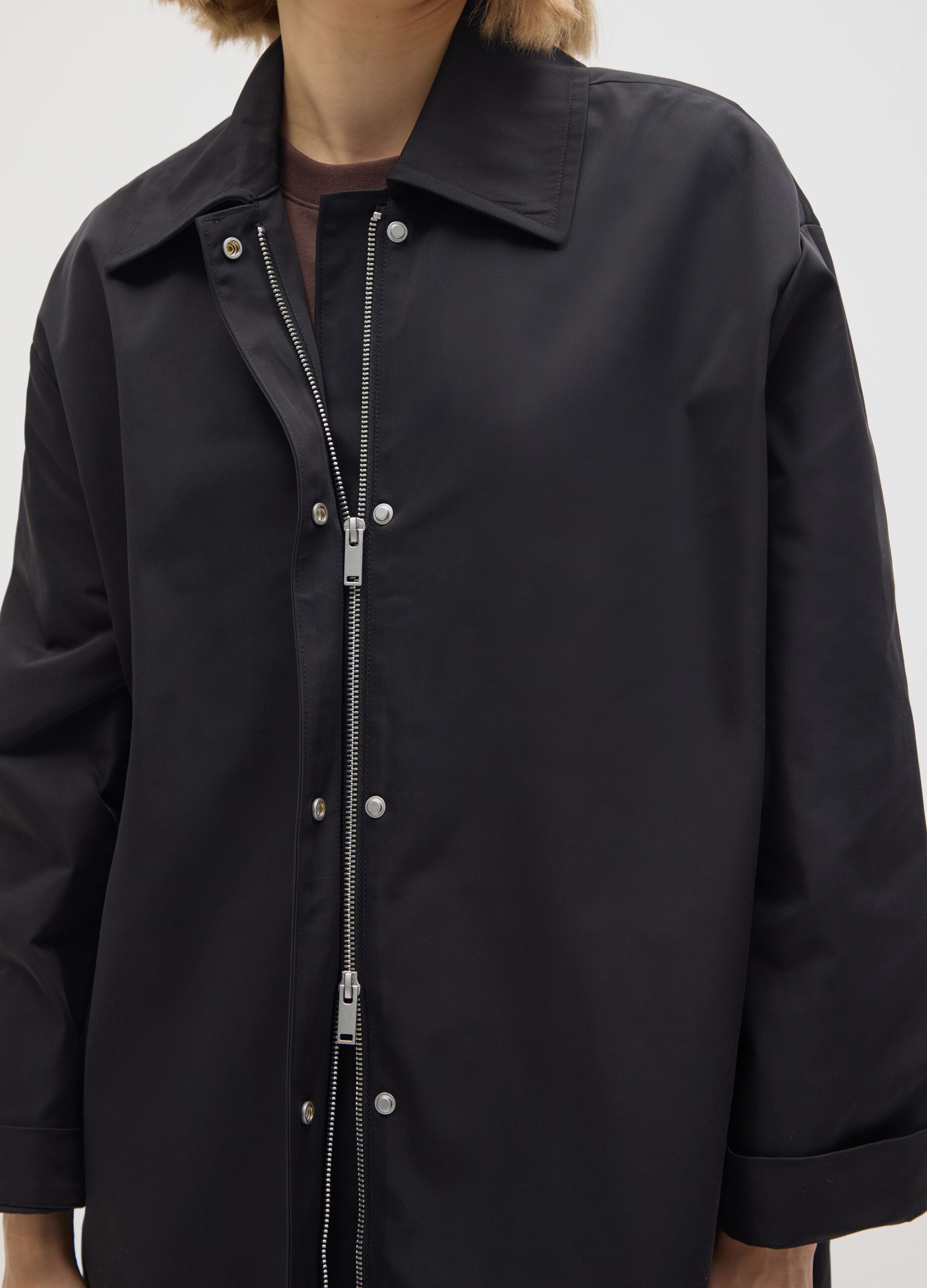 Black regular fit jacket with zip