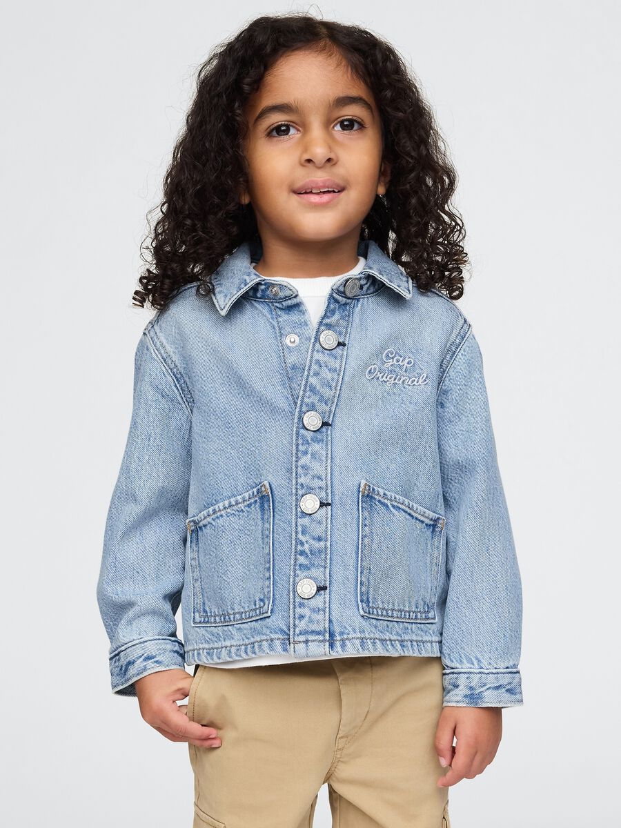 Denim jacket with embroidered logo for kids GAP_0