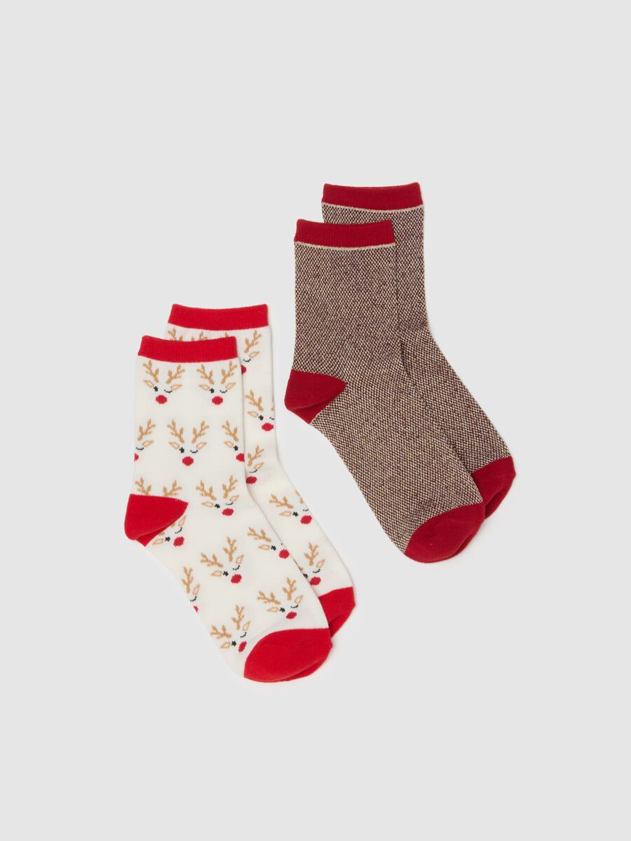 Two-pack short Christmas socks in multicolour cotton blend_0