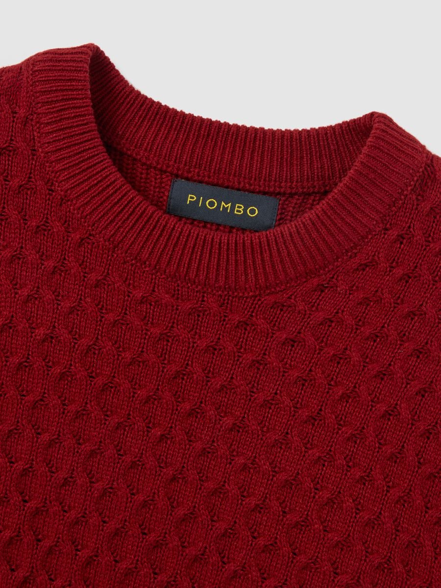 Regular fit red cotton blend jumper_5