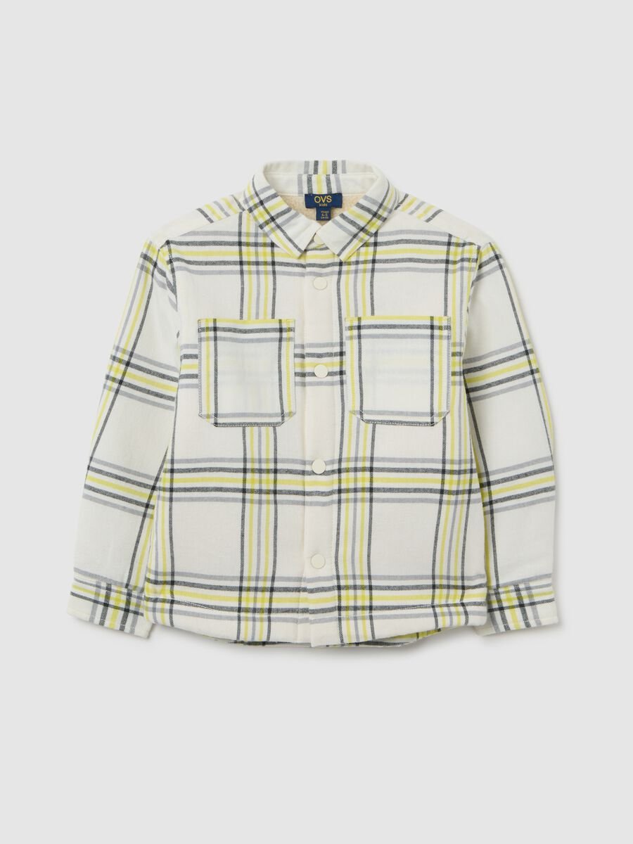 Children's multicoloured check shirt in pure cotton with oversized fit_0