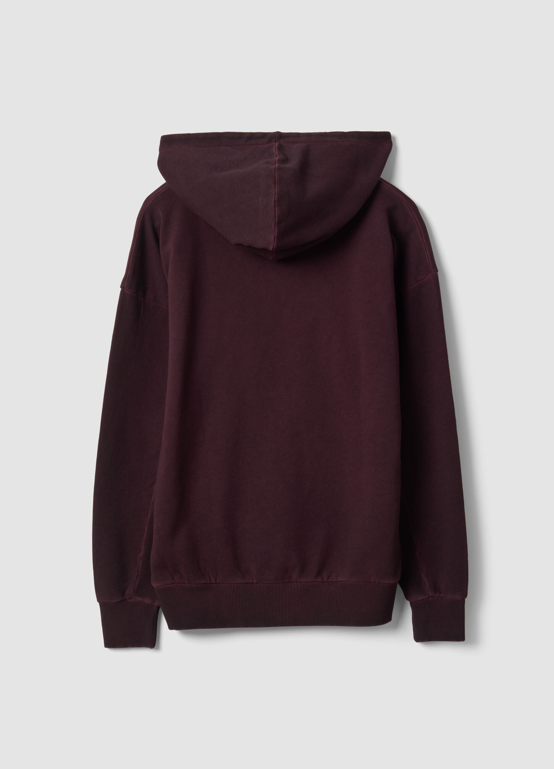 Felpa rossa in puro cotone con cappuccio over fit