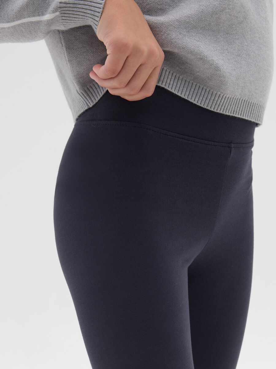 Leggings blu da ragazza in cotone elasticizzato vestibilità skinny_2