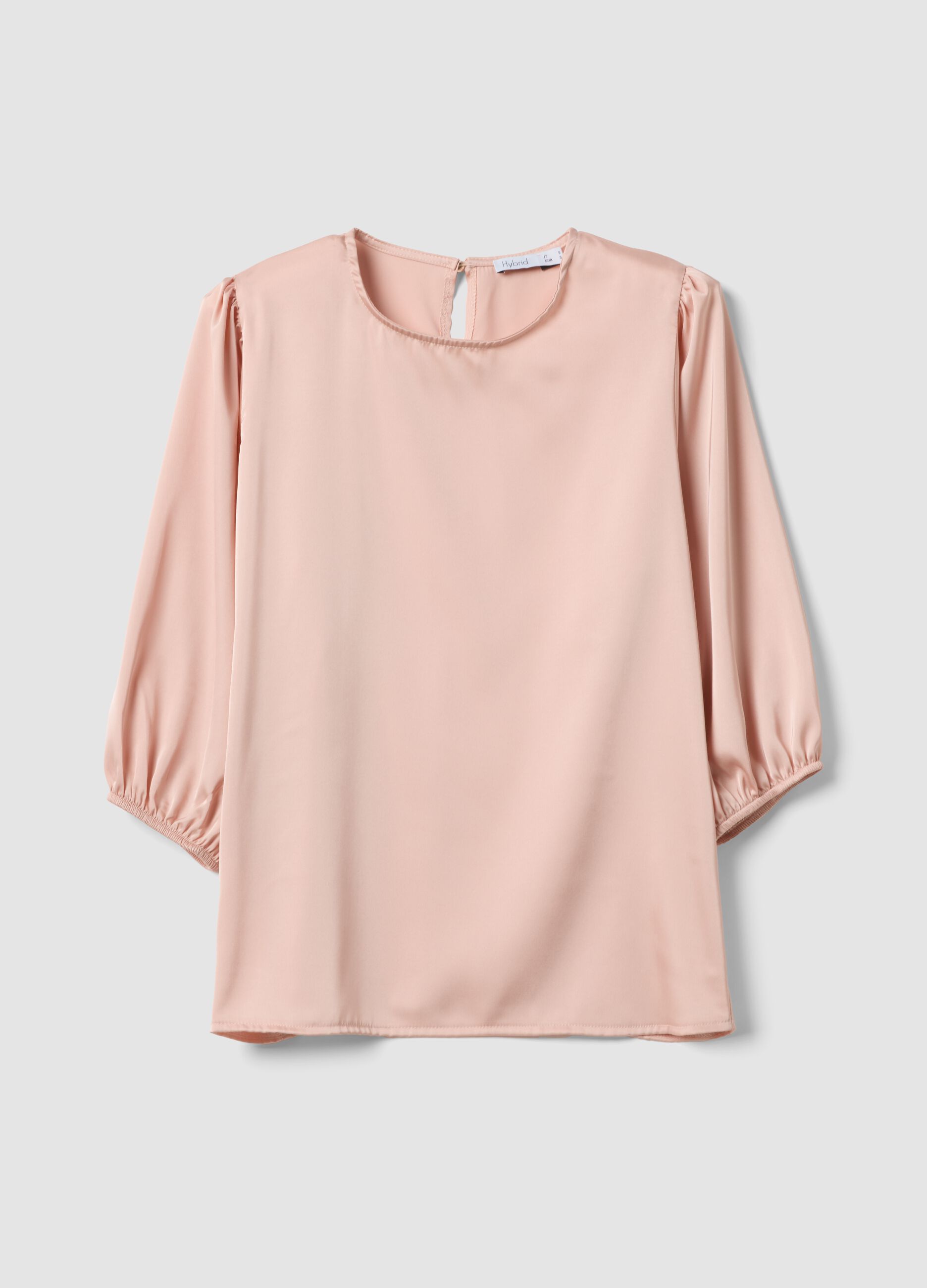 Pink long-sleeve regular fit top with teardrop closure