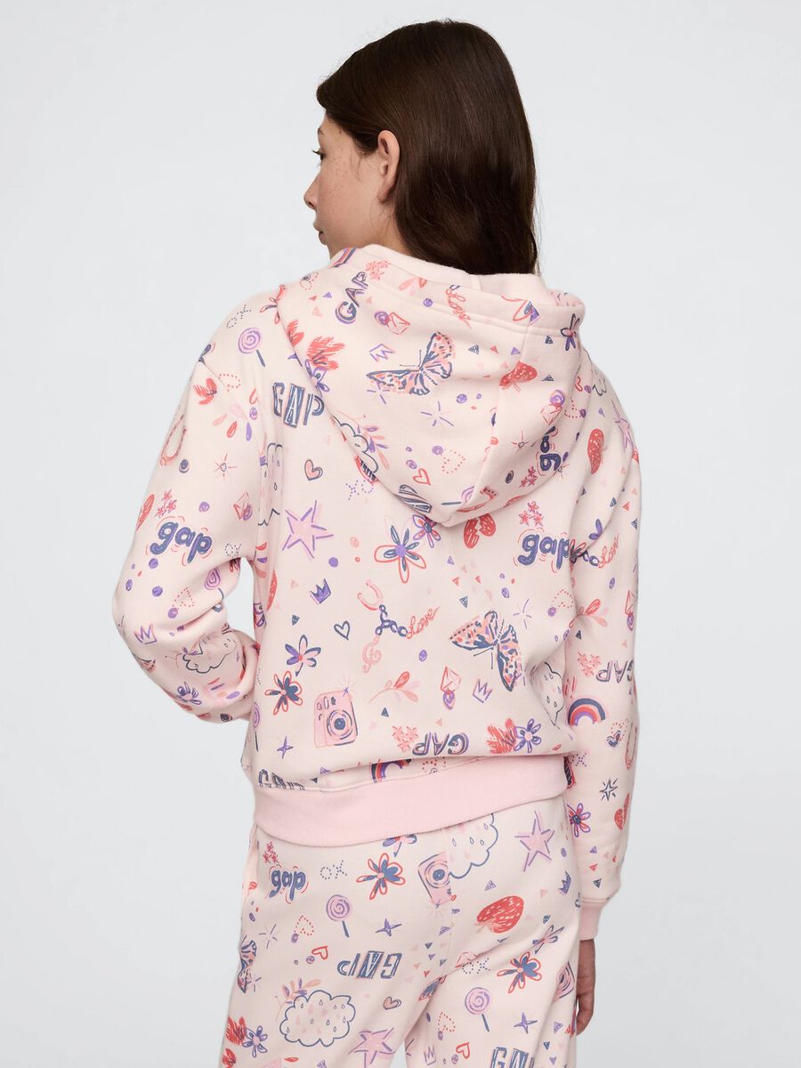Pink full-zip sweatshirt with hood and all-over print_2