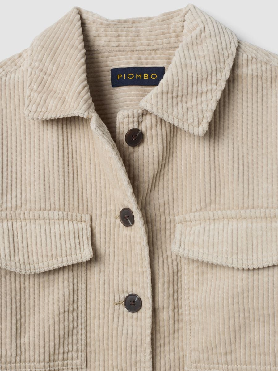 White pure cotton ribbed shirt_5