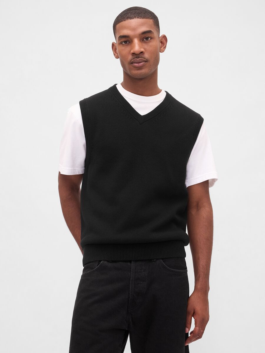 Black pure cotton waistcoat_0