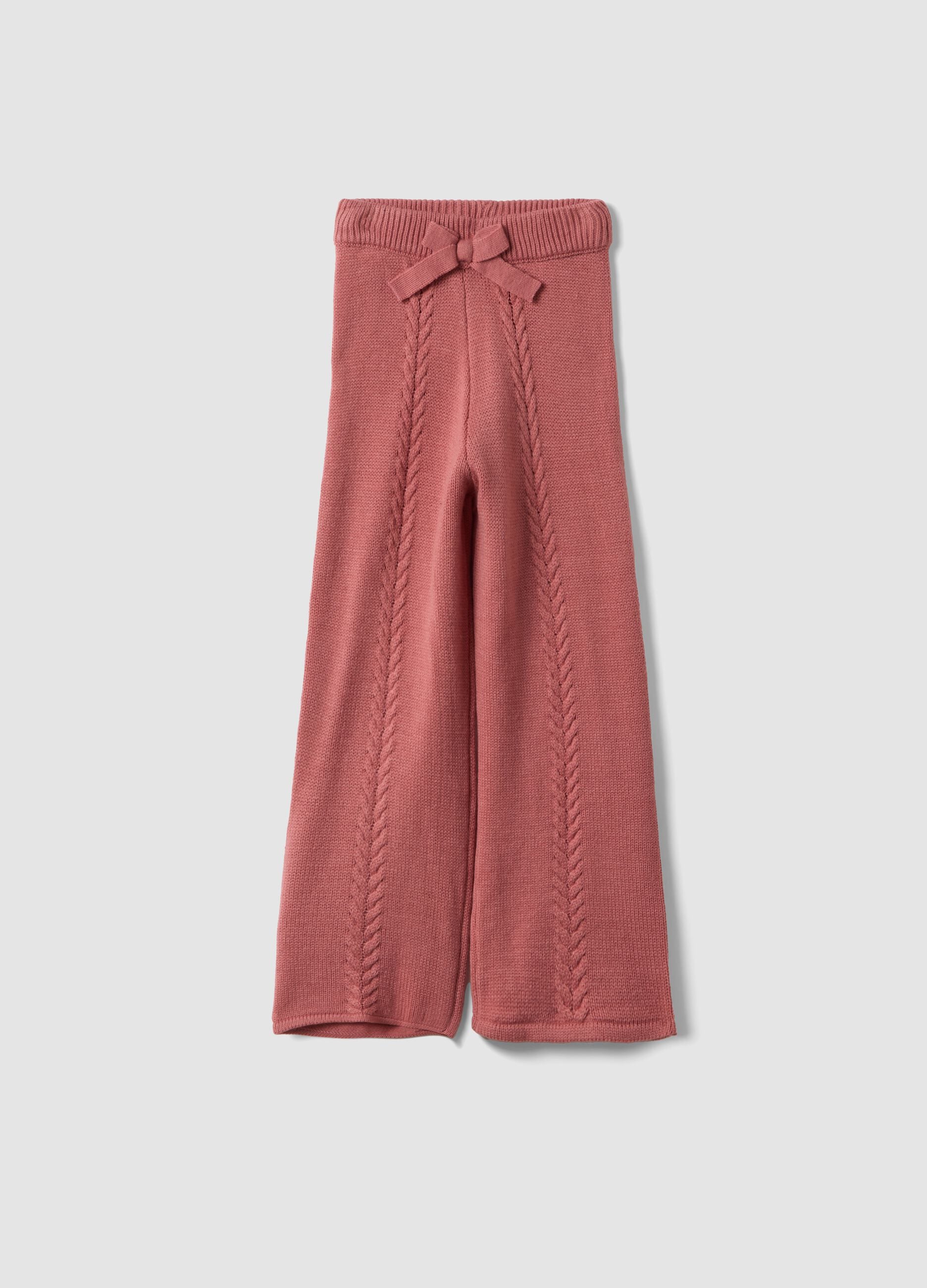 Pink regular-fit trousers with bow