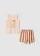 Beige organic cotton baby pyjama set with vest top and shorts_0