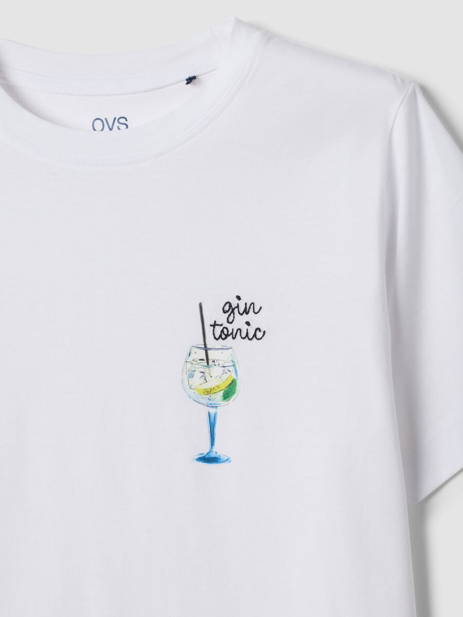 T-shirt bianca in puro cotone con stampa regular fit_1