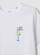 White pure cotton T-shirt with print, regular fit_1