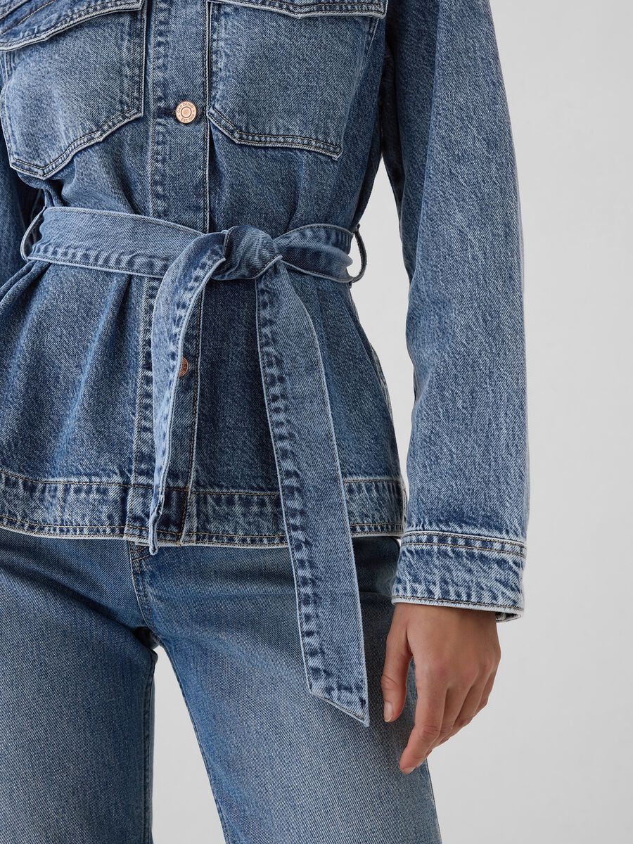 Short denim jacket with belt_3