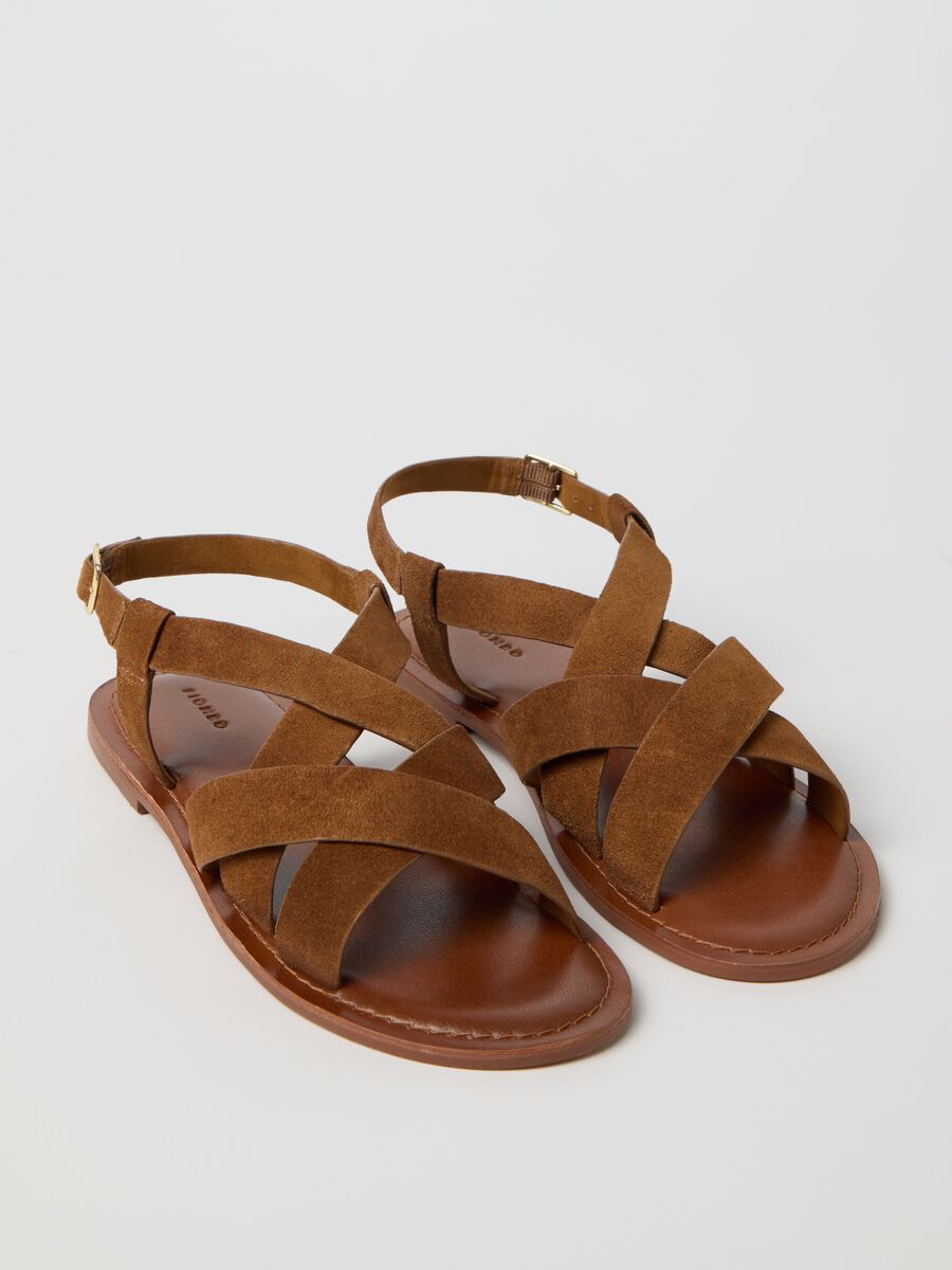 Brown sandals in genuine leather_1