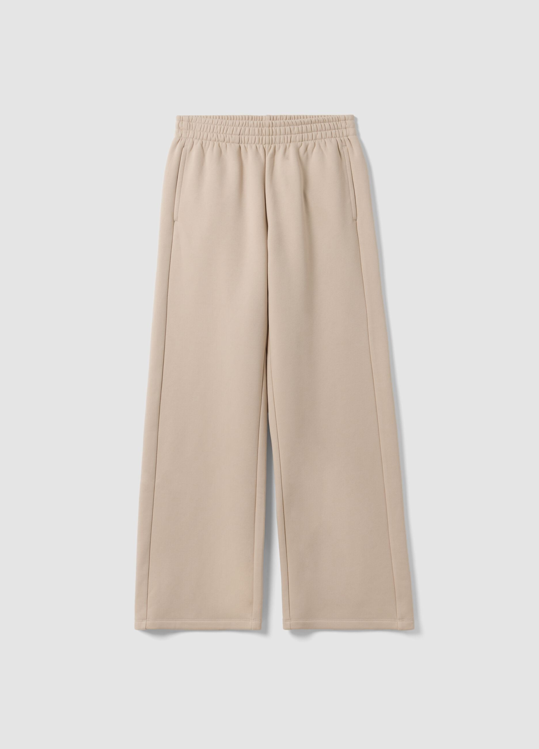 White cotton-blend straight-fit joggers
